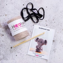 DIY Crochet Kit Elephant Mo Eco Barbante Taupe