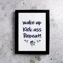 wake up, kick ass, repeat! - Stickbild
